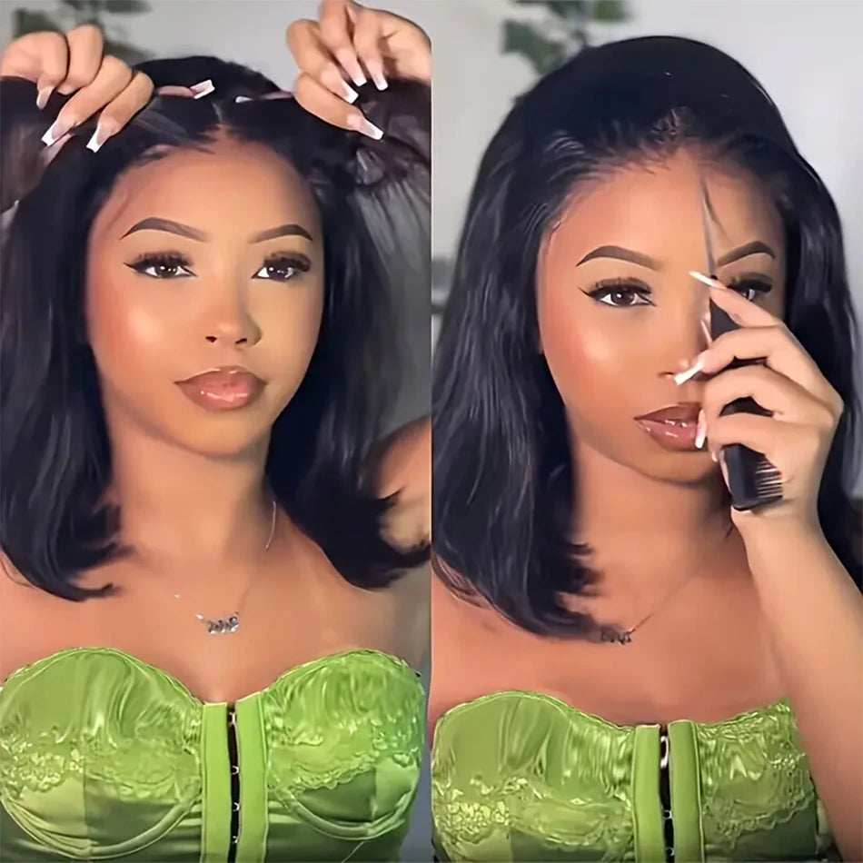 Glueless Bone Straight Bob Wig - 13x4 Transparent Lace Front Human Hair Wig LumeaWomen