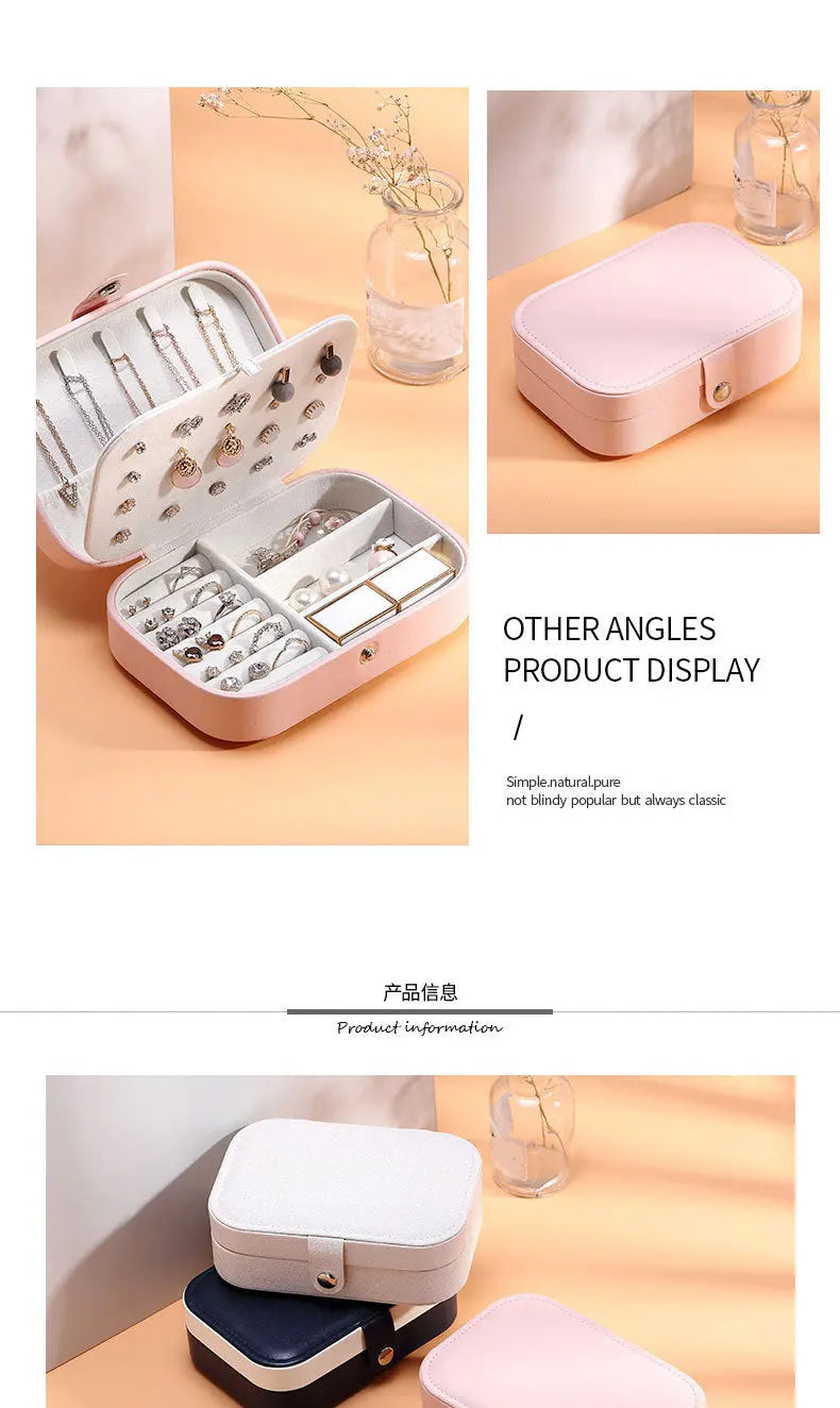 Portable Leather Jewelry Organizer - Travel Case with Zipper for Rings, Necklaces, Earrings & Bracelets LumeaWomen