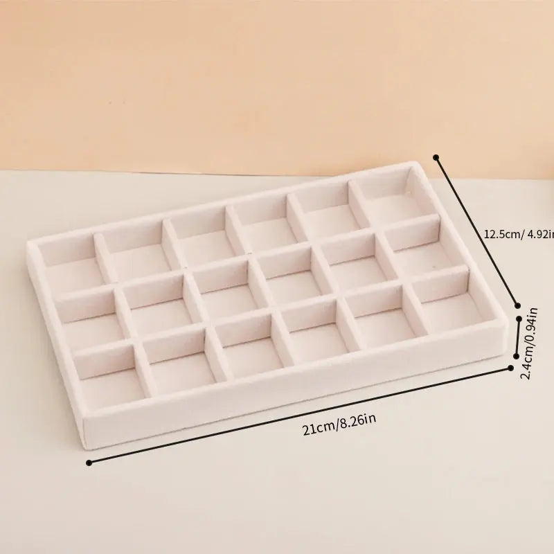 Stackable Velvet Jewelry Tray - Practical Beige Storage Drawer for Rings and Earrings LumeaWomen