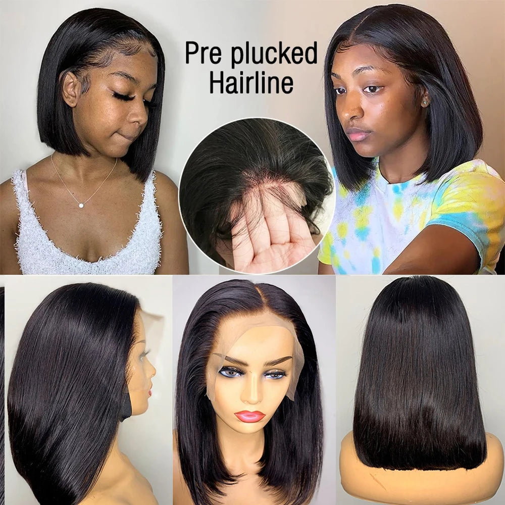 Glueless Bone Straight Bob Wig - 13x4 Transparent Lace Front Human Hair Wig LumeaWomen