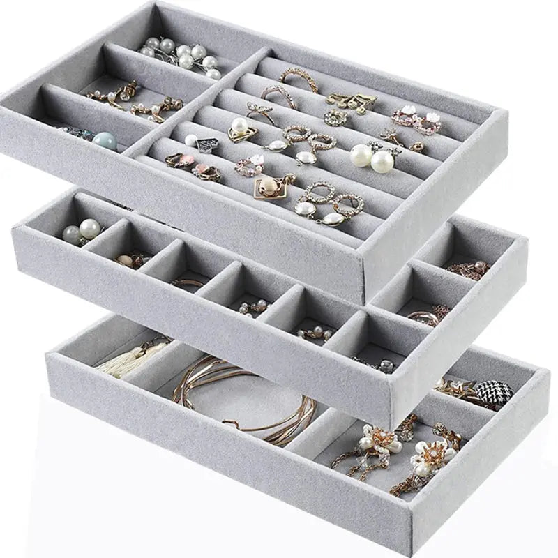 Soft Velvet Stackable Jewelry Tray - Portable Organizer for Rings, Earrings, Necklaces & Bracelets LumeaWomen