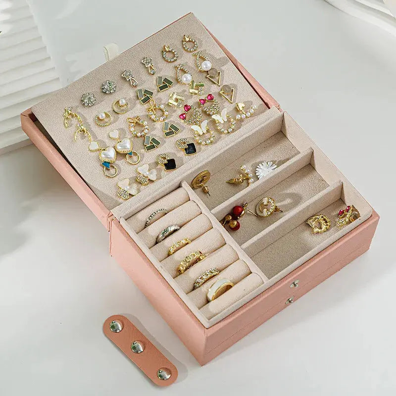Large Capacity PU Leather Jewelry Storage Box - Portable Travel Organizer for Necklaces, Earrings, Rings & More, Dustproof LumeaWomen