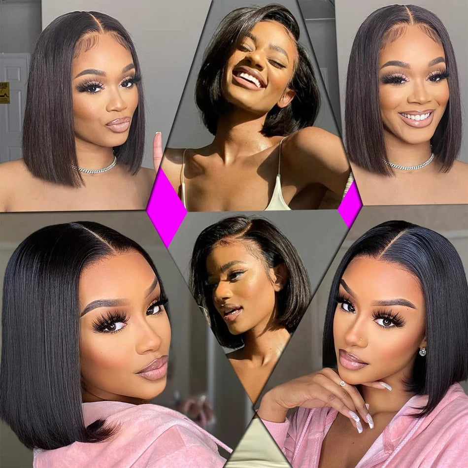Wear and Go Glueless Bob Wig - Human Hair Straight Pre-Cut Lace Frontal Air Wig for Women LumeaWomen