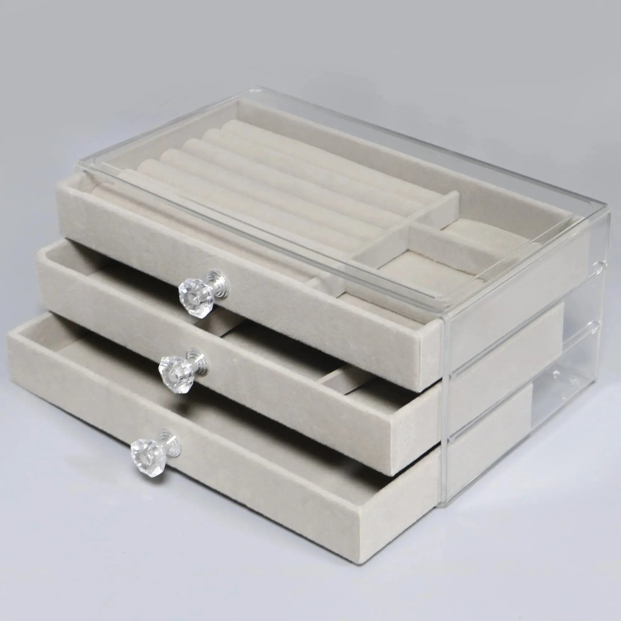 Elegant Three-Layer Flannel Jewelry Box with Drawers - Ideal Storage for Necklaces, Earrings, and Rings LumeaWomen