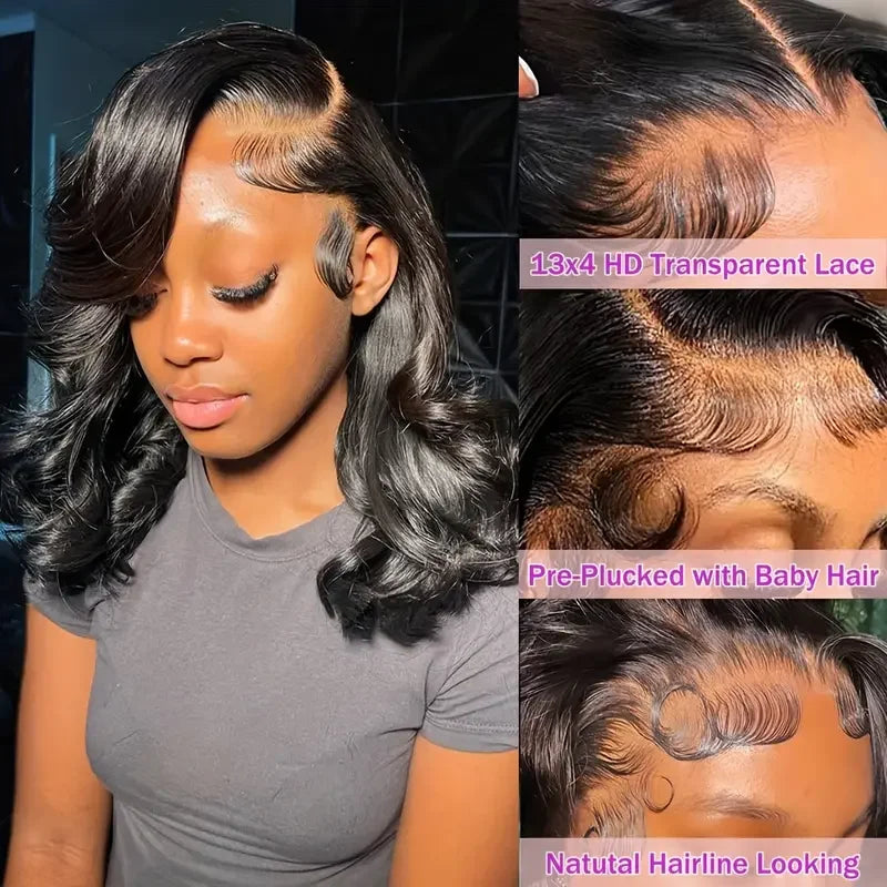 Glueless Body Wave Bob Wig - HD Transparent Lace Frontal Human Hair Wig for Women LumeaWomen
