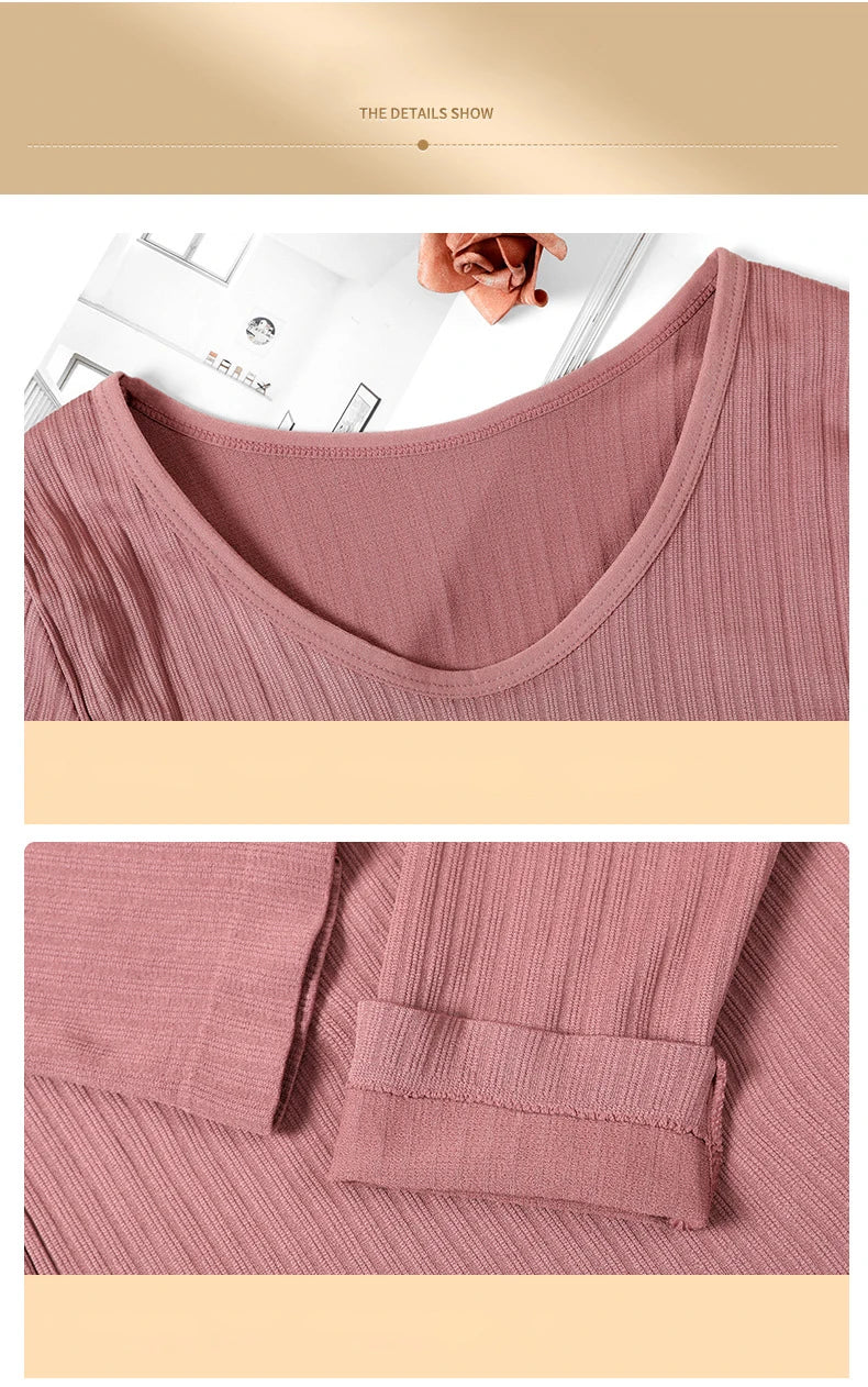Women's Seamless Thermal Underwear Set - Winter Long Sleeve Top & Pants, Thick Sleepwear LumeaWomen