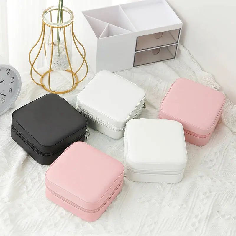 Smooth PU Leather Jewelry Box – Small Portable Travel Organizer, Custom Storage Case for Women & Girls LumeaWomen