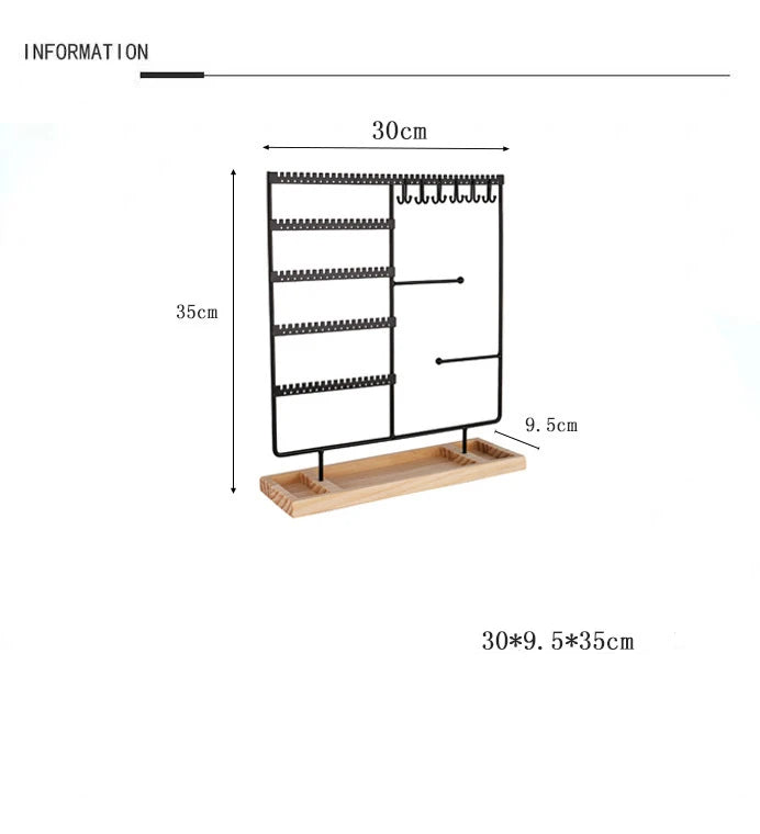 Multifunctional Jewelry Display Rack - Detachable Wooden Base for Earrings, Necklaces, Rings, Bracelets & Watches LumeaWomen