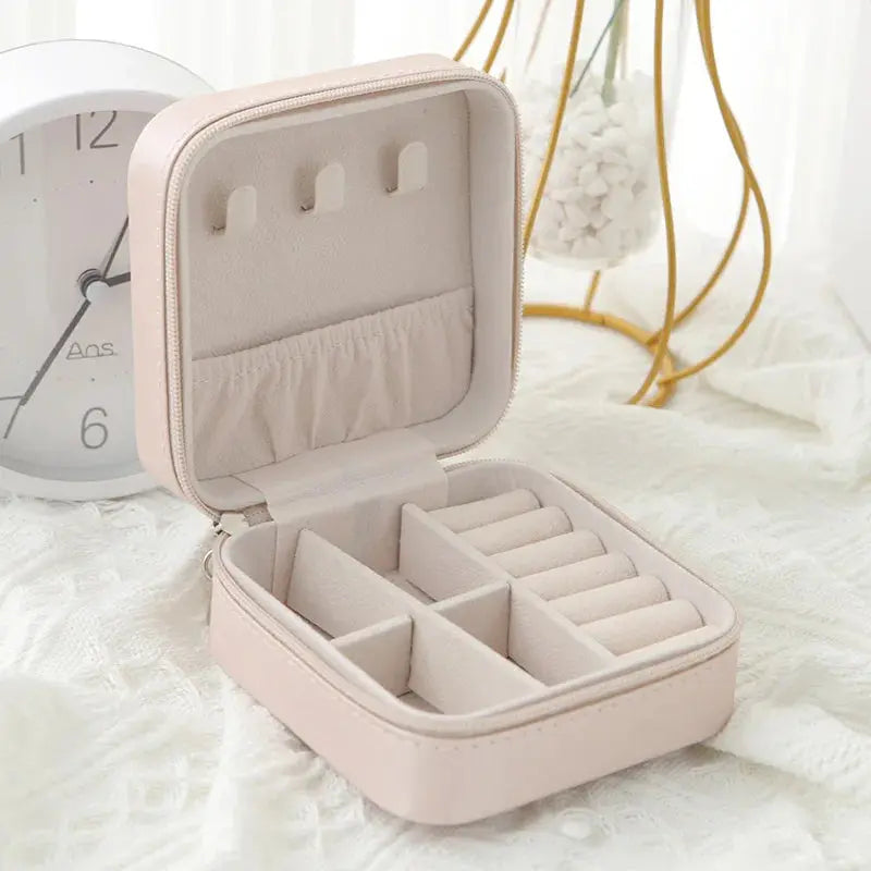 Smooth PU Leather Jewelry Box – Small Portable Travel Organizer, Custom Storage Case for Women & Girls LumeaWomen
