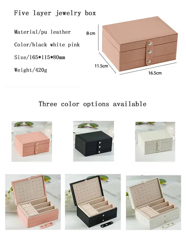 Large Capacity PU Leather Jewelry Storage Box - Portable Travel Organizer for Necklaces, Earrings, Rings & More, Dustproof LumeaWomen