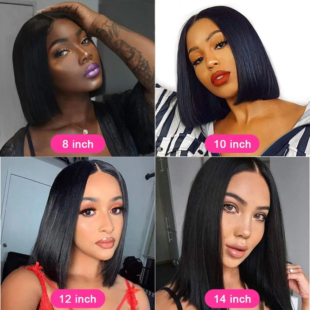 High Density Virgin Brazilian Human Hair Bob Wig - Glueless 4x4 Lace Front for Natural Look LumeaWomen