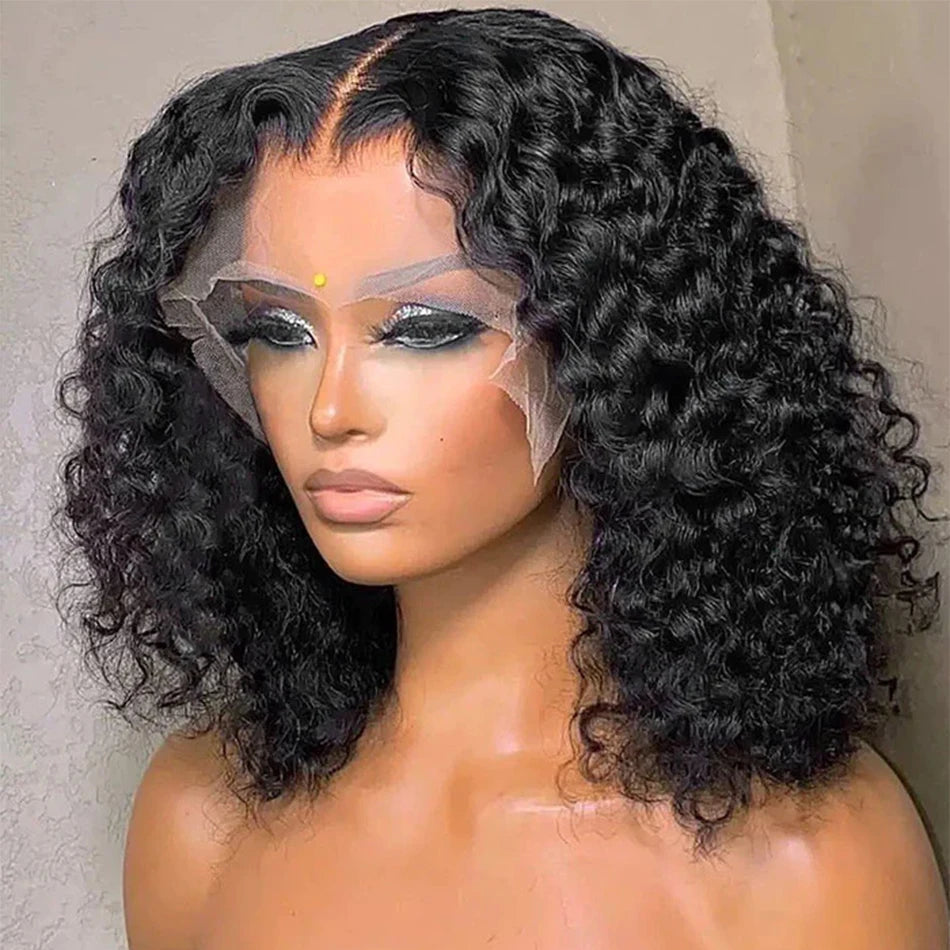 Glueless Deep Curly Bob Wig - 13x4 Brazilian Water Wave Lace Frontal Human Hair Wig for Women LumeaWomen