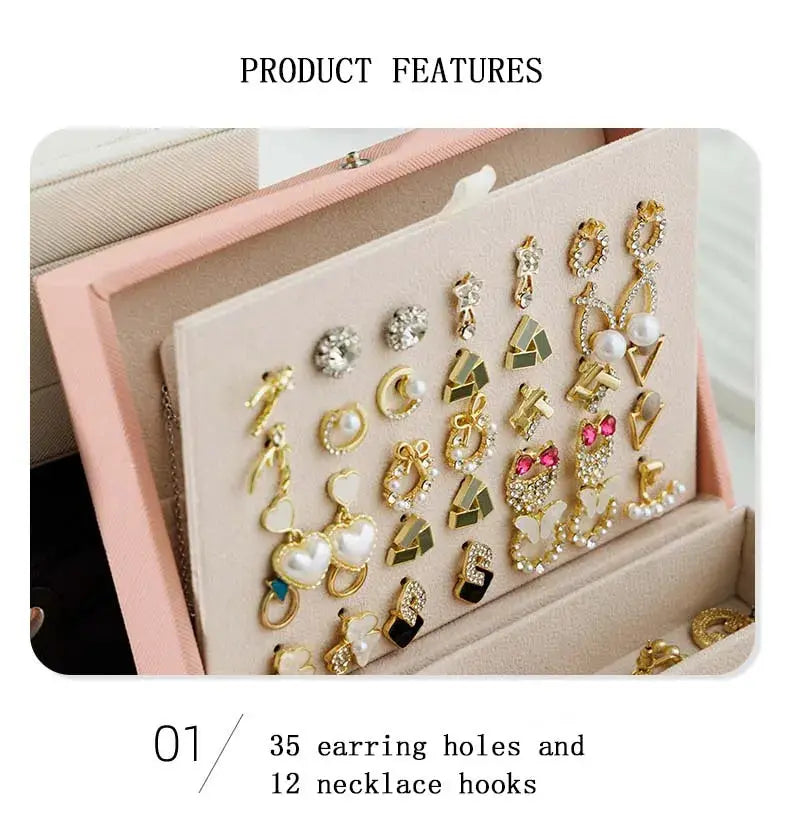 Large Capacity PU Leather Jewelry Storage Box - Portable Travel Organizer for Necklaces, Earrings, Rings & More, Dustproof LumeaWomen