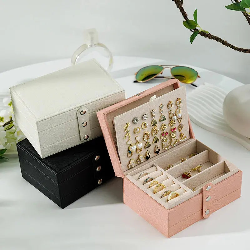 Large Capacity PU Leather Jewelry Storage Box - Portable Travel Organizer for Necklaces, Earrings, Rings & More, Dustproof LumeaWomen