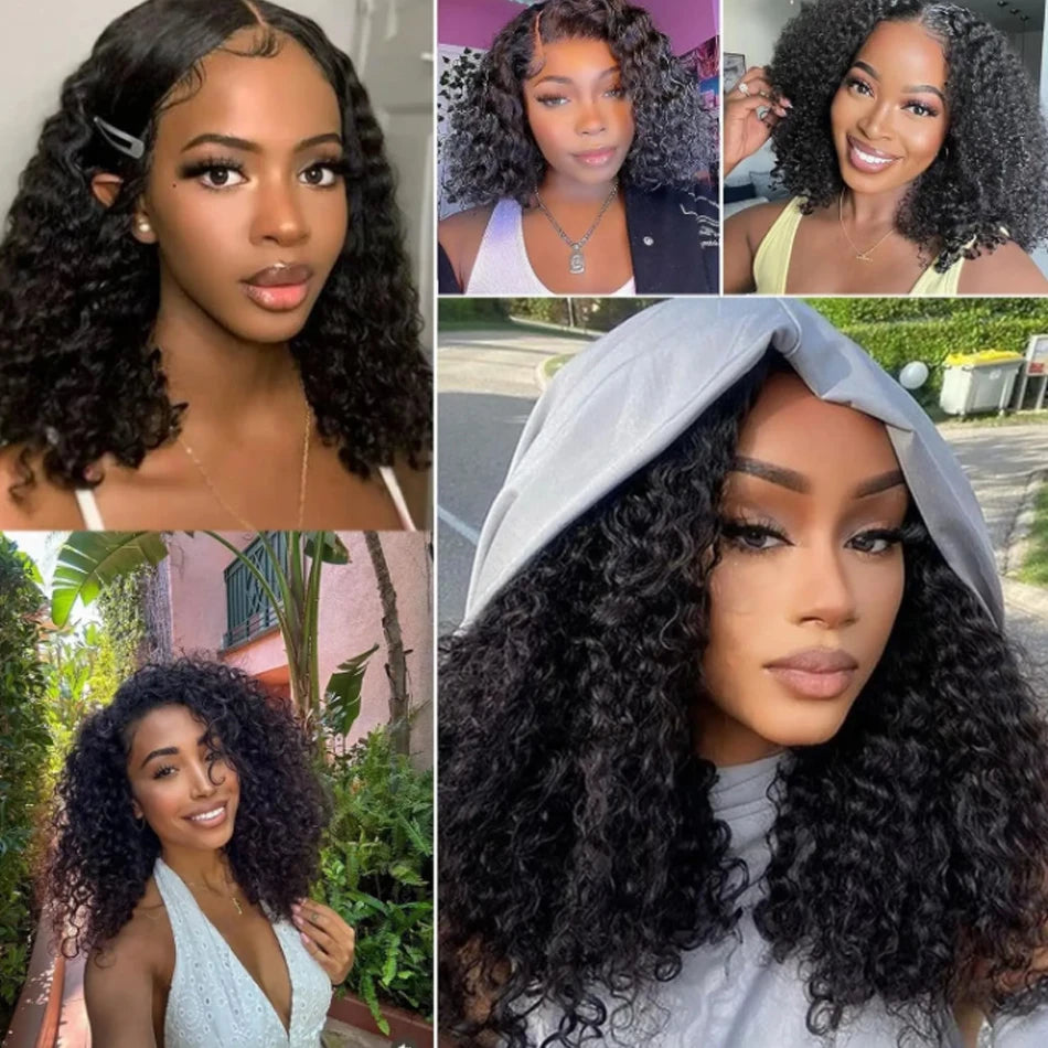 Wear and Go Glueless Kinky Curly Bob Wig - 13x4 Lace Frontal Human Hair Remy Jerry Curl for Women LumeaWomen