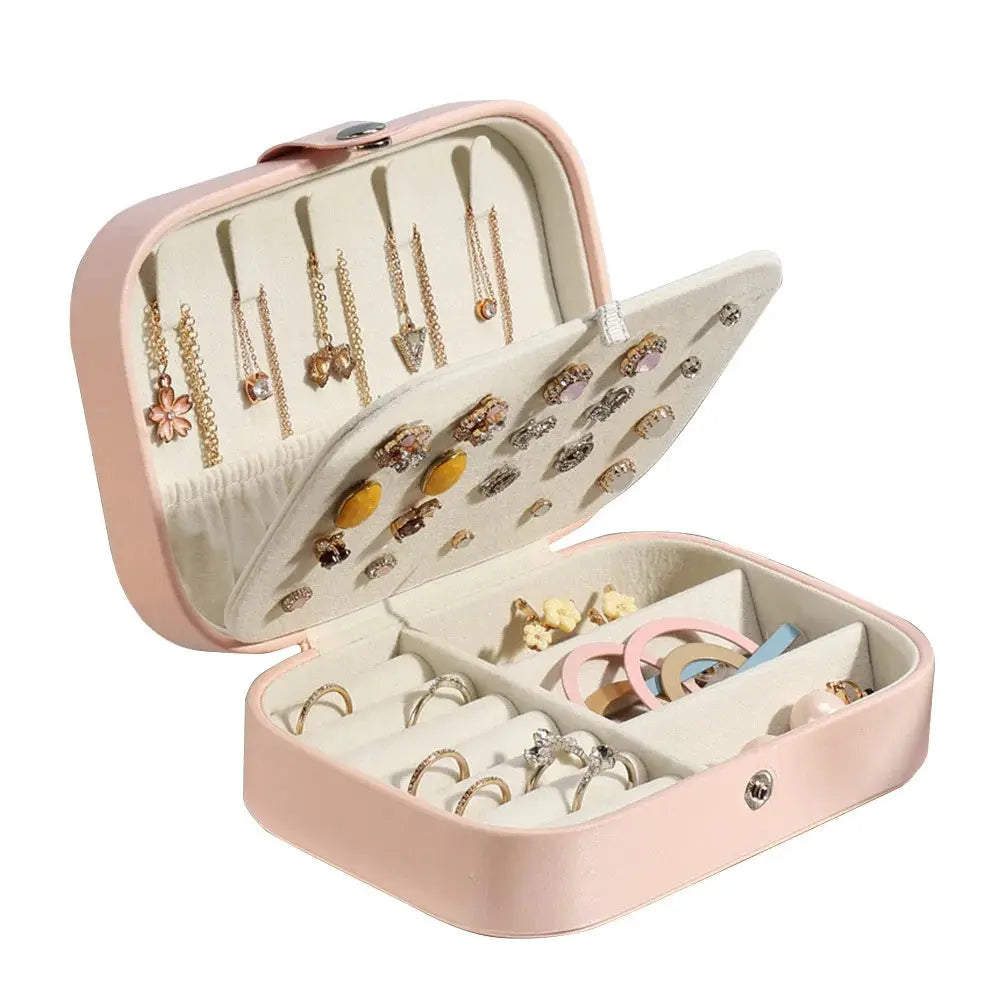 Portable Leather Jewelry Organizer - Travel Case with Zipper for Rings, Necklaces, Earrings & Bracelets LumeaWomen