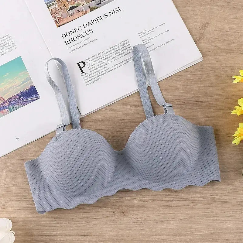 Push-Up Seamless Bra – Wireless Solid Color Lingerie, One-Piece Gathered Brassiere with Convertible Straps for Women LumeaWomen