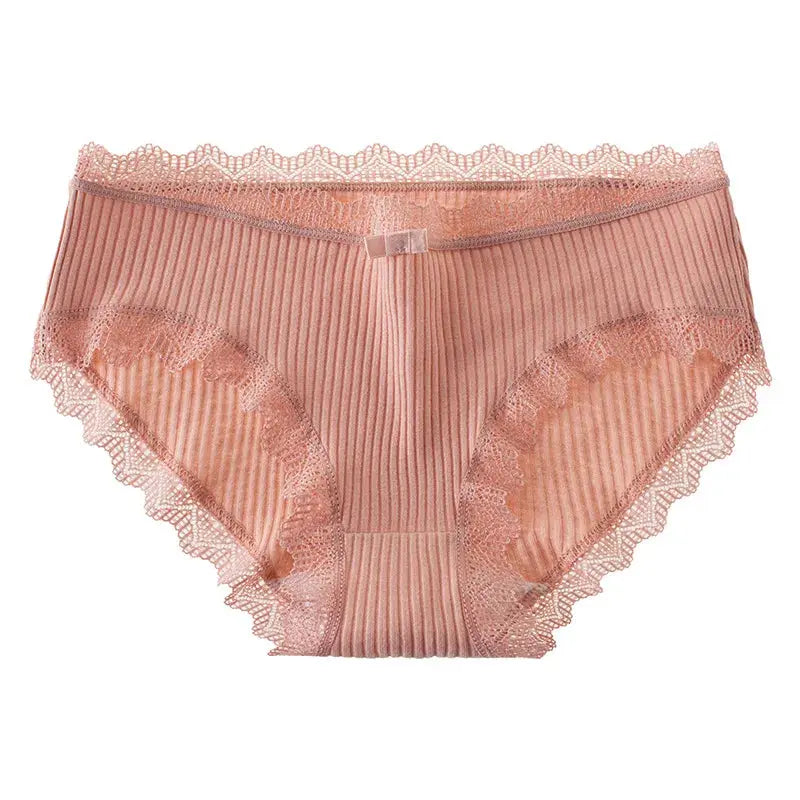 4 Pcs Lace Wavy Trim Bikini Panties – Comfy & Breathable Elastic, Women's Lingerie & Underwear Set LumeaWomen