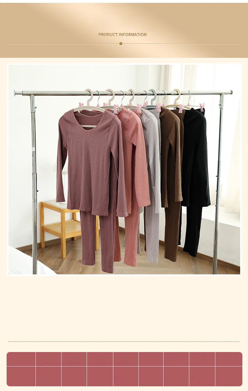Women's Seamless Thermal Underwear Set - Winter Long Sleeve Top & Pants, Thick Sleepwear LumeaWomen