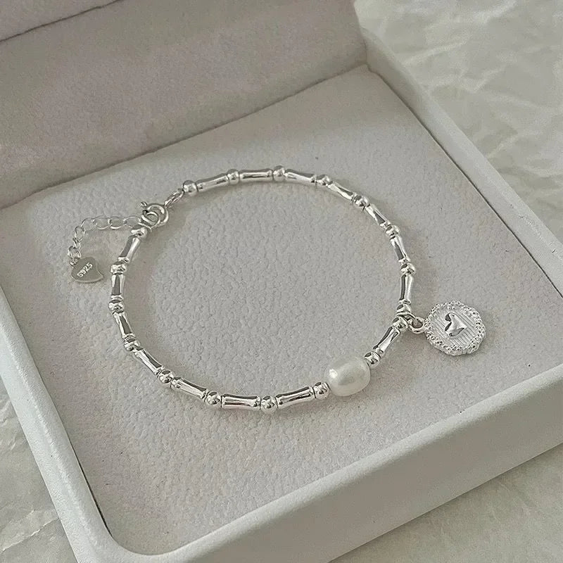 925 Sterling Silver Pearl Bracelet – Elegant Knotted Bead Charm Jewelry for Women LumeaWomen
