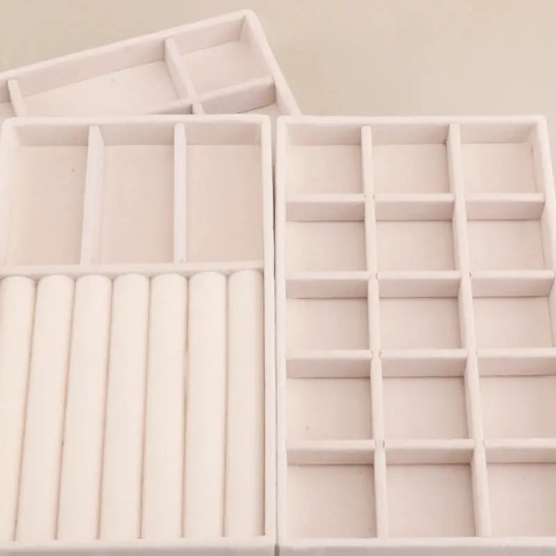 Stackable Velvet Jewelry Tray - Practical Beige Storage Drawer for Rings and Earrings LumeaWomen