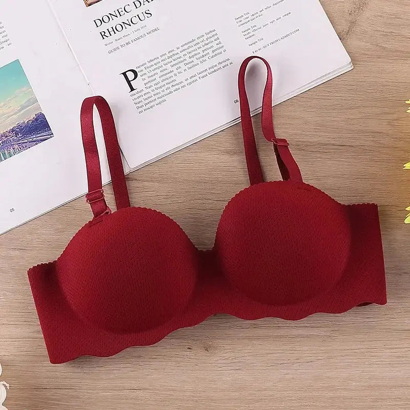 Push-Up Seamless Bra – Wireless Solid Color Lingerie, One-Piece Gathered Brassiere with Convertible Straps for Women LumeaWomen