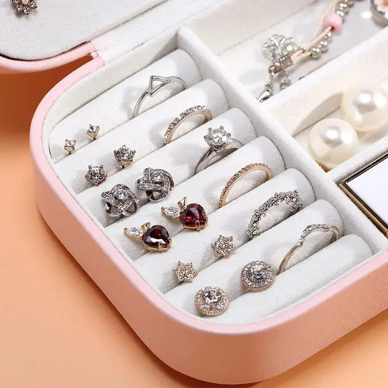 Portable Leather Jewelry Organizer - Travel Case with Zipper for Rings, Necklaces, Earrings & Bracelets LumeaWomen