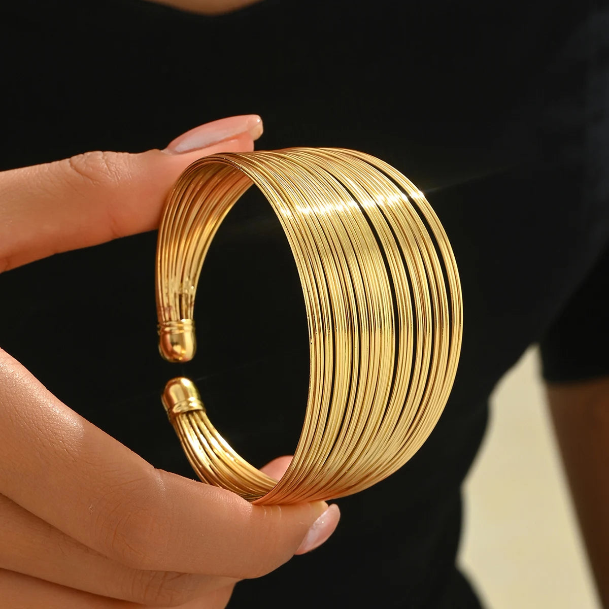 Wide Punk Cuff Bracelet for Women – Adjustable Open Bangle, Trendy Rock Chic Jewelry LumeaWomen