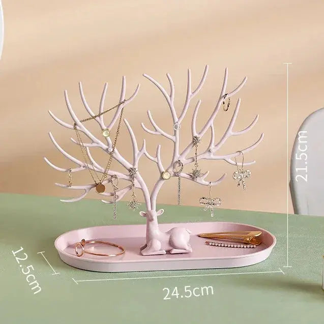Jewelry Display Stand & Tray – Tree Storage Rack for Earrings, Necklaces, Rings, Makeup Organizer, Desktop Jewelry Box Case LumeaWomen