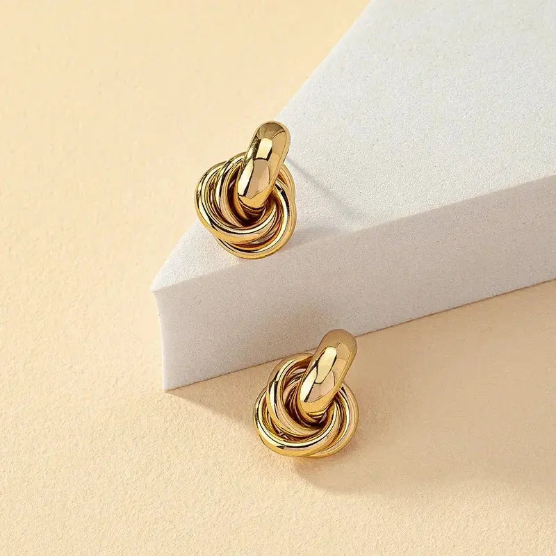 Trendy Gold & Silver Knot Hoop Earrings LumeaWomen