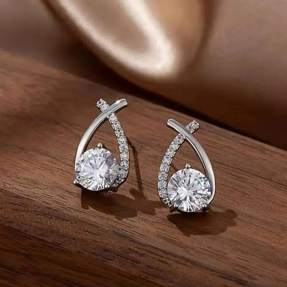 Elegant Crystal Cross Stud Earrings LumeaWomen