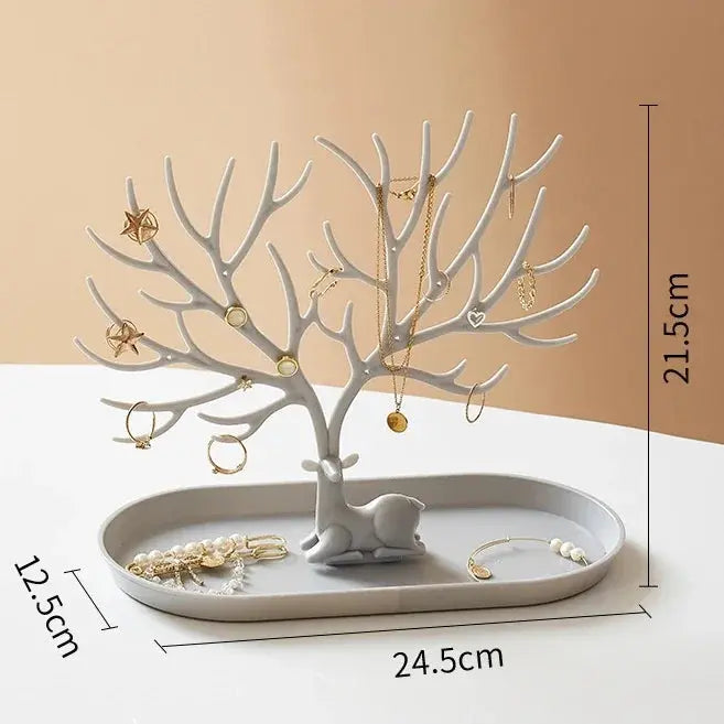 Jewelry Display Stand & Tray – Tree Storage Rack for Earrings, Necklaces, Rings, Makeup Organizer, Desktop Jewelry Box Case LumeaWomen