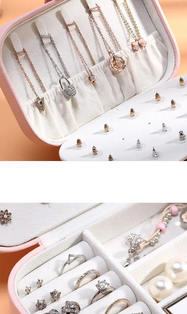 Portable Leather Jewelry Organizer - Travel Case with Zipper for Rings, Necklaces, Earrings & Bracelets LumeaWomen