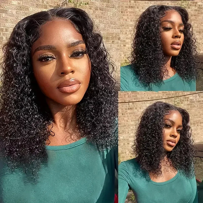 Glueless Deep Wave Curly Bob Wig - 13x4 Transparent Lace Frontal Human Hair Water Wave Wig LumeaWomen