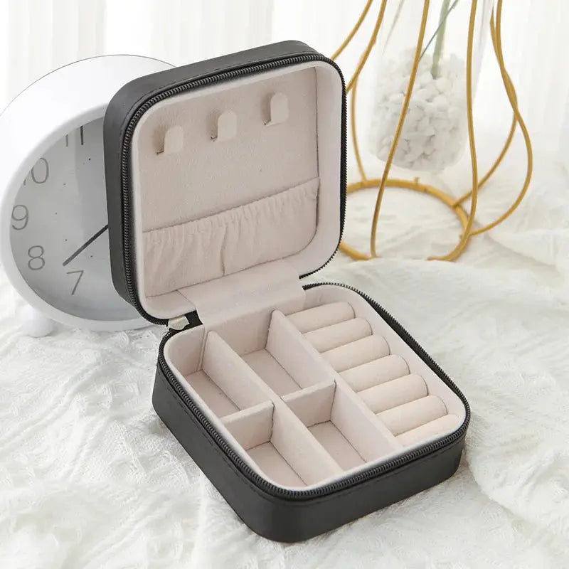 Smooth PU Leather Jewelry Box – Small Portable Travel Organizer, Custom Storage Case for Women & Girls LumeaWomen