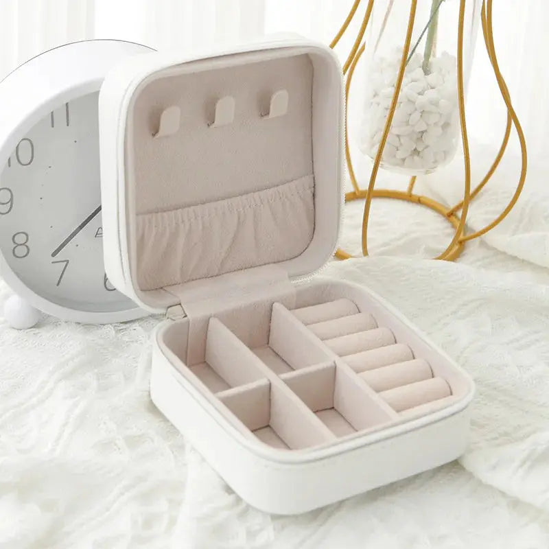Smooth PU Leather Jewelry Box – Small Portable Travel Organizer, Custom Storage Case for Women & Girls LumeaWomen