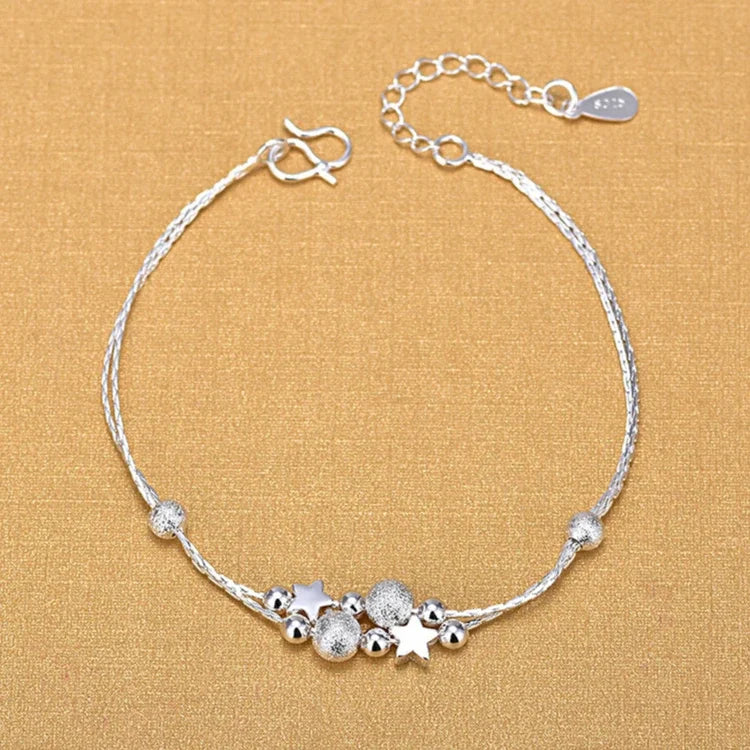 925 Sterling Silver Pearl Bracelet – Elegant Knotted Bead Charm Jewelry for Women LumeaWomen
