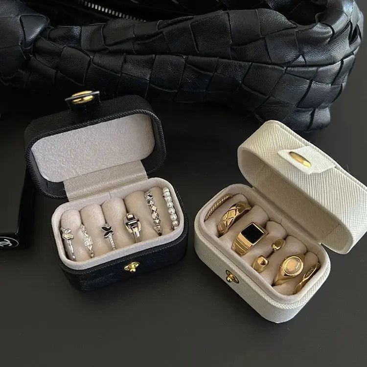 Mini Portable Small Jewelry Storage Bag Travel Simple Leather Ring Necklace Earrings Storage Box Organizer Display Gift Box LumeaWomen