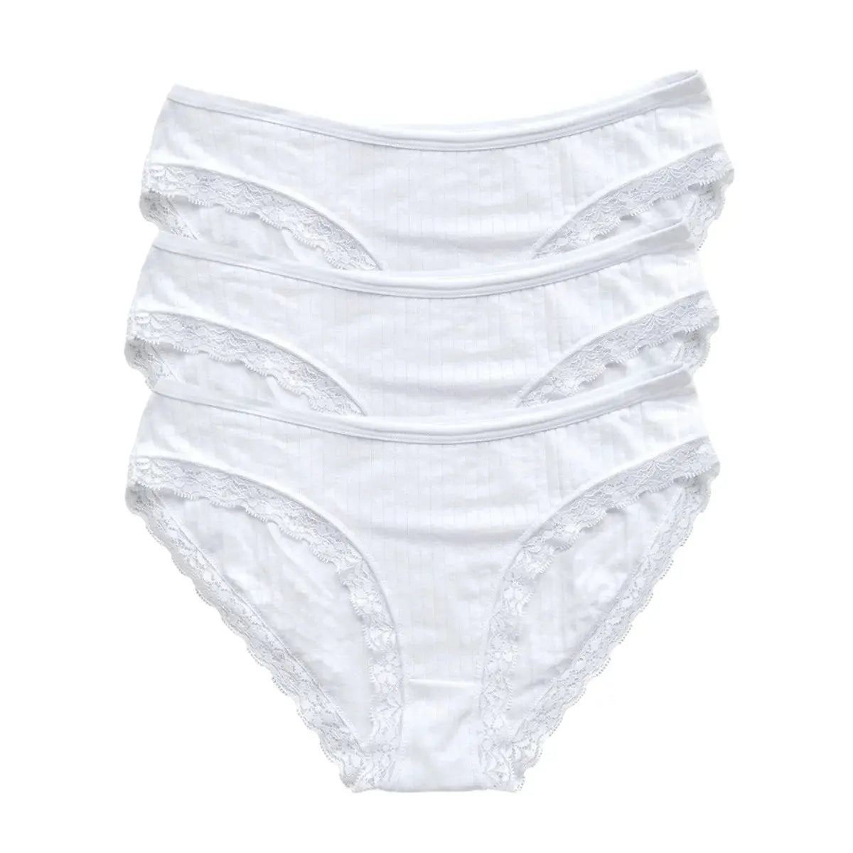 3Pcs/Set Cotton Lace Panties for Women – Soft Solid Color Briefs, M-XL, Underwear LumeaWomen