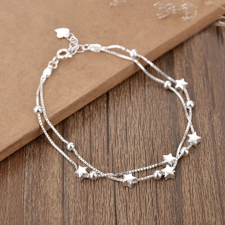 925 Sterling Silver Pearl Bracelet – Elegant Knotted Bead Charm Jewelry for Women LumeaWomen