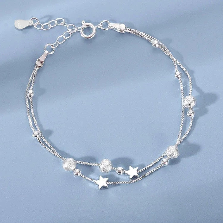 925 Sterling Silver Pearl Bracelet – Elegant Knotted Bead Charm Jewelry for Women LumeaWomen