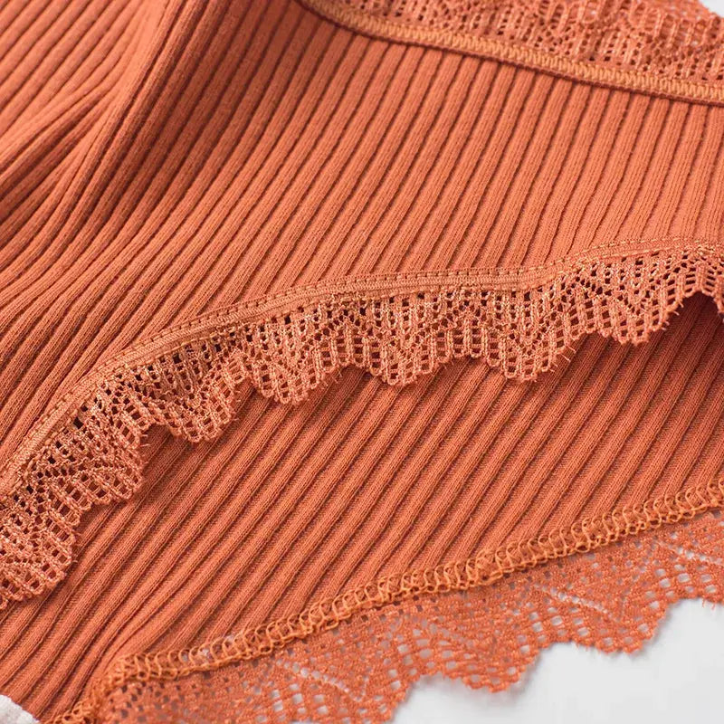 4 Pcs Lace Wavy Trim Bikini Panties – Comfy & Breathable Elastic, Women's Lingerie & Underwear Set LumeaWomen