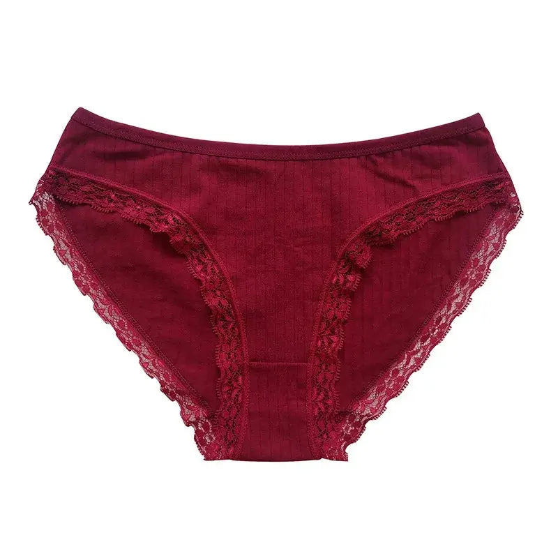 3Pcs/Set Cotton Lace Panties for Women – Soft Solid Color Briefs, M-XL, Underwear LumeaWomen