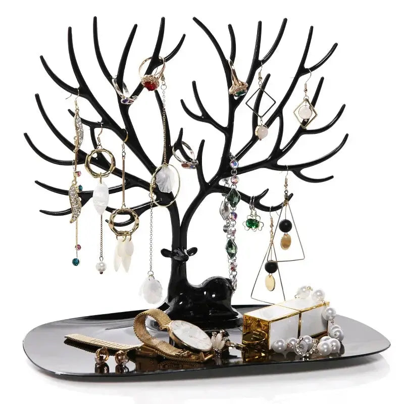 Jewelry Display Stand & Tray – Tree Storage Rack for Earrings, Necklaces, Rings, Makeup Organizer, Desktop Jewelry Box Case LumeaWomen