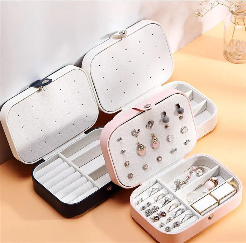Portable Leather Jewelry Organizer - Travel Case with Zipper for Rings, Necklaces, Earrings & Bracelets LumeaWomen