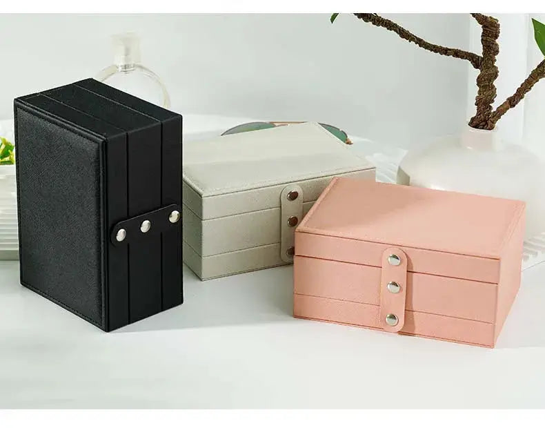 Large Capacity PU Leather Jewelry Storage Box - Portable Travel Organizer for Necklaces, Earrings, Rings & More, Dustproof LumeaWomen