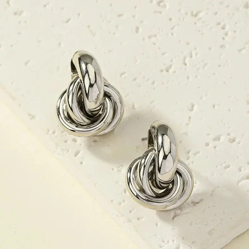 Trendy Gold & Silver Knot Hoop Earrings LumeaWomen