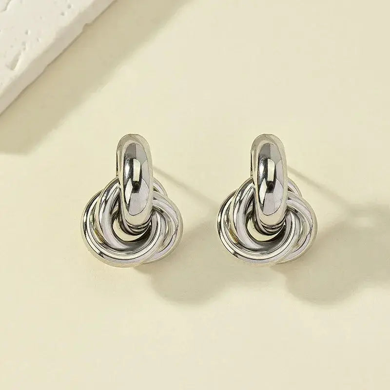 Trendy Gold & Silver Knot Hoop Earrings LumeaWomen