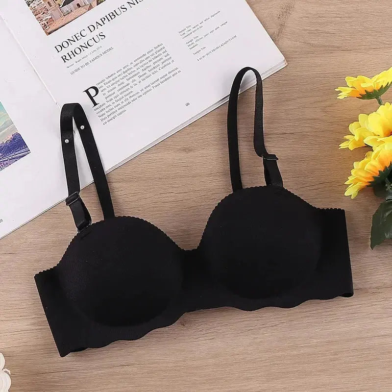 Push-Up Seamless Bra – Wireless Solid Color Lingerie, One-Piece Gathered Brassiere with Convertible Straps for Women LumeaWomen