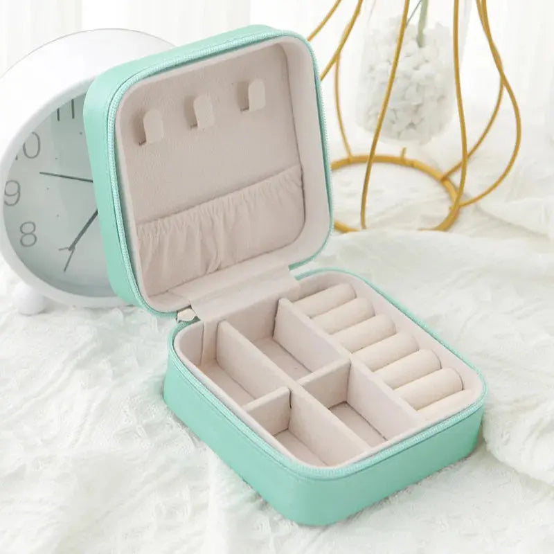 Smooth PU Leather Jewelry Box – Small Portable Travel Organizer, Custom Storage Case for Women & Girls LumeaWomen